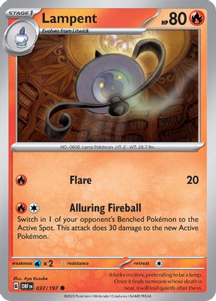 Lampent (37/197) - SV03 Obsidian Flames Reverse Holofoil - Common