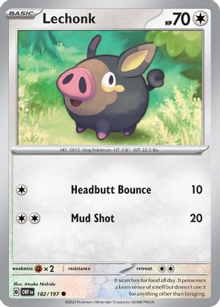 Lechonk (182/197) - SV03 Obsidian Flames Reverse Holofoil - Common