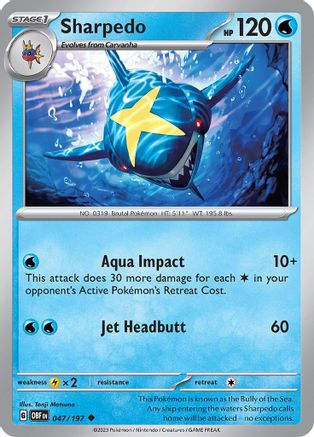 Sharpedo 47 - SV03 Obsidian Flames Reverse Holofoil