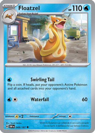 Floatzel - 049/197 - SV03 Obsidian Flames Reverse Holofoil