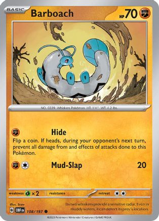 Barboach (108/197) - SV03 Obsidian Flames Reverse Holofoil - Common