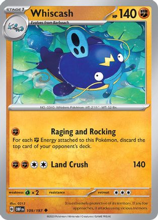 Whiscash (109/197) - SV03 Obsidian Flames  - Uncommon