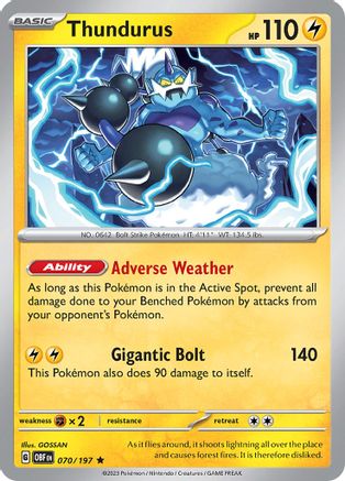Thundurus (70/197) - SV03 Obsidian Flames Reverse Holofoil - Rare