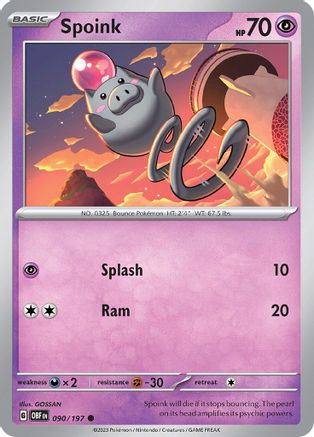 Spoink (90/197) - SV03 Obsidian Flames Reverse Holofoil - Common