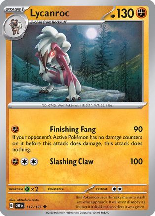 Lycanroc (117/197) - SV03 Obsidian Flames Reverse Holofoil - Uncommon