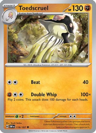 Toedscruel (119/197) - SV03 Obsidian Flames Reverse Holofoil - Uncommon