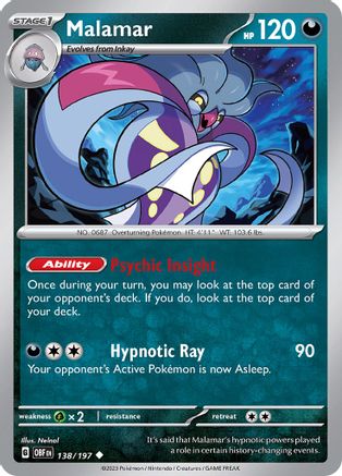 Malamar (138/197) - SV03 Obsidian Flames Reverse Holofoil - Uncommon