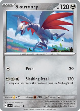 Skarmory 142 - SV03 Obsidian Flames Reverse Holofoil