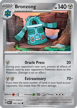 Bronzong - 145/197 - SV03 Obsidian Flames Reverse Holofoil - Uncommon