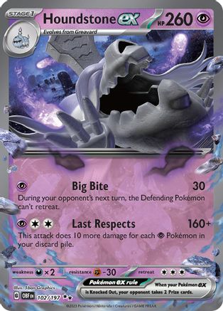 Houndstone ex (102/197) - SV03 Obsidian Flames Holofoil - Double Rare