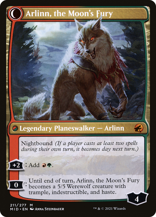 Arlinn, the Pack's Hope // Arlinn, the Moon's Fury (MID-211) - Innistrad: Midnight Hunt: (Double Faced Transform) Foil