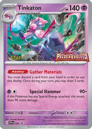 Tinkaton (Prerelease) [Staff] (20) - SV Scarlet & Violet Promo Cards Holofoil - Promo