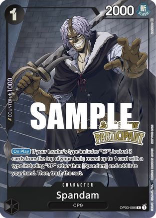 (OP03-086) Spandam (Online Regional 2023) [Participant] - One Piece Promotion Cards Foil
