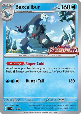 Baxcalibur (Prerelease) [Staff] (19) - SV Scarlet & Violet Promo Cards Holofoil - Promo