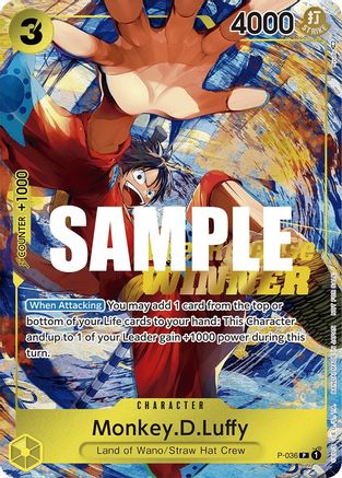 Monkey.D.Luffy (Pre-Release Tournament) (Winner) (P-036) - One Piece Promotion Cards Foil