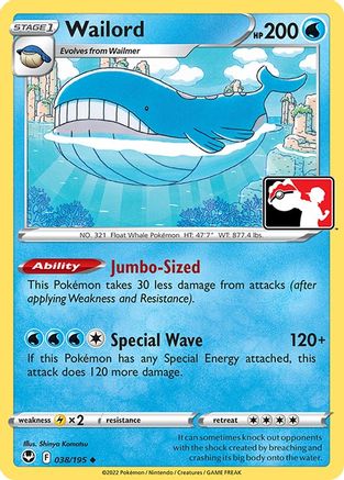 Wailord 38 - Prize Pack Series Three Holofoil