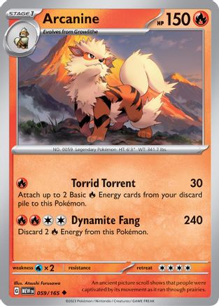 Arcanine (59/165) - SV Scarlet & Violet 151 Reverse Holofoil - Uncommon