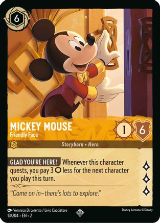 (013/204)  Mickey Mouse - Friendly Face - Rise of the Floodborn  Cold Foil
