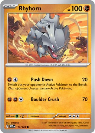 Rhyhorn (111/165) - SV Scarlet & Violet 151 Reverse Holofoil - Common