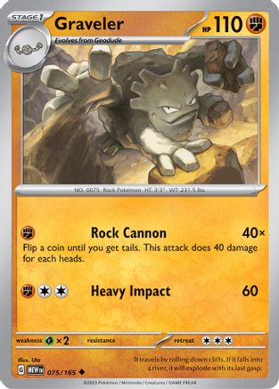 Graveler (75/165) - SV Scarlet & Violet 151 Reverse Holofoil - Uncommon