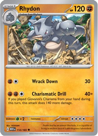 Rhydon (112/165) - SV Scarlet & Violet 151  - Uncommon