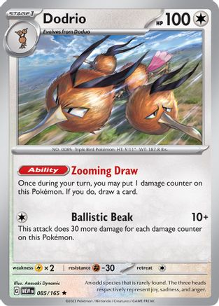 Dodrio (85/165) - SV Scarlet & Violet 151 Reverse Holofoil - Rare
