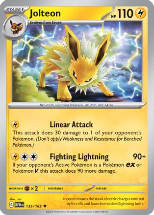 Jolteon (135/165) - SV Scarlet & Violet 151 Reverse Holofoil - Rare