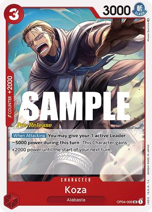 Koza (OP04-006) - Kingdoms of Intrigue Pre-Release Cards