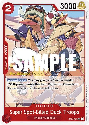 (OP04-009) Super Spot-Billed Duck Troops - Kingdoms of Intrigue Pre-Release Cards Normal