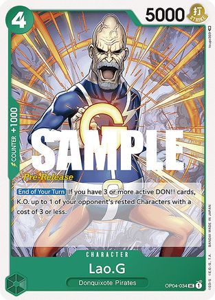 Lao.G (OP04-034) - Kingdoms of Intrigue Pre-Release Cards