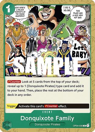 Donquixote Family (OP04-036) - Kingdoms of Intrigue Pre-Release Cards