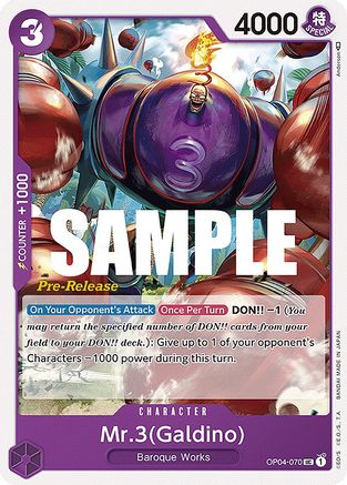 Mr.3 (Galdino) (OP04-070) - Kingdoms of Intrigue Pre-Release Cards