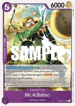 Mr.4 (Babe) (OP04-071) - Kingdoms of Intrigue Pre-Release Cards