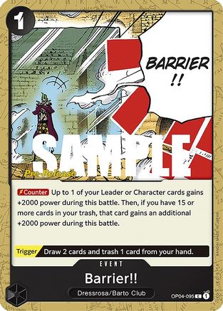 Barrier!! (OP04-095) - Kingdoms of Intrigue Pre-Release Cards