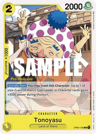 Tonoyasu (OP04-109) - Kingdoms of Intrigue Pre-Release Cards