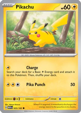 Pikachu (25/165) - SV Scarlet & Violet 151 Reverse Holofoil - Common