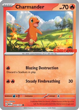 Charmander (GameStop Exclusive) (4/165) - Miscellaneous Cards & Products Reverse Holofoil - Promo
