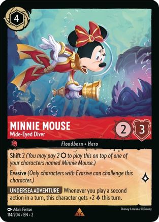 (114/204)  Minnie Mouse - Wide-Eyed Diver - Rise of the Floodborn  Cold Foil