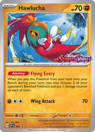 Hawlucha (Prerelease) [Staff] (7) - SV Scarlet & Violet Promo Cards Holofoil - Promo