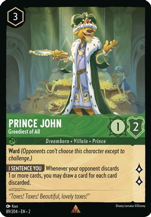 (089/204)  Prince John - Greediest of All - Rise of the Floodborn  Cold Foil