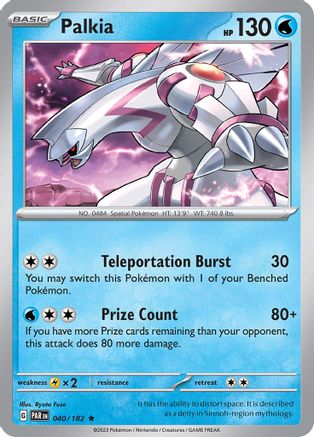 Palkia (40/182) - SV04 Paradox Rift Reverse Holofoil - Rare