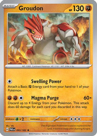 Groudon (93/182) - SV04 Paradox Rift Holofoil - Rare
