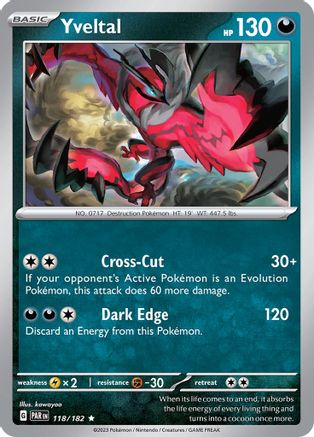 Yveltal (118/182) - SV04 Paradox Rift Holofoil - Rare