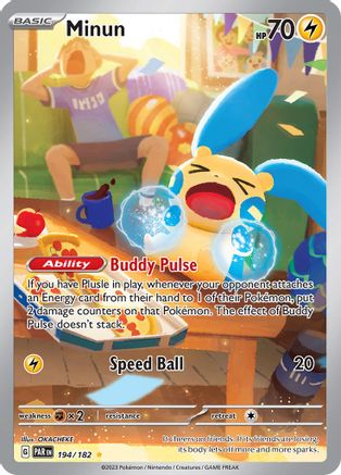 Minun (194/182) - SV04 Paradox Rift Holofoil - Illustration Rare
