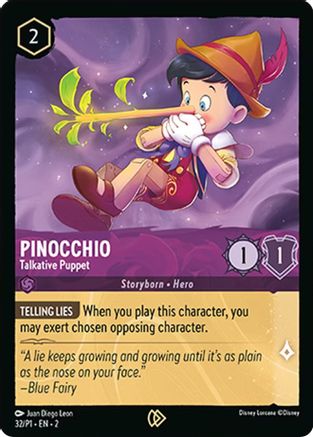 Pinocchio - Talkative Puppet (32) - Disney Lorcana Promo Cards Cold Foil