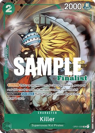 (OP01-039) Killer (CS 2023 Top Players Pack) [Finalist] - One Piece Promotion Cards Foil