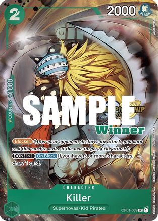 (OP01-039) Killer (CS 2023 Top Players Pack) [Winner] - One Piece Promotion Cards Nonfoil
