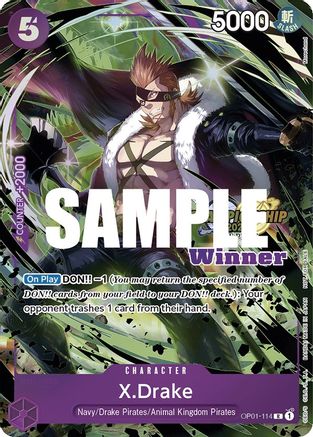 (OP01-114) X.Drake (CS 2023 Top Players Pack) [Winner] - One Piece Promotion Cards Nonfoil
