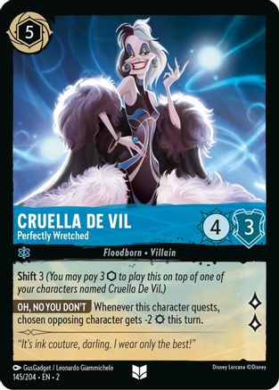 (145/204)  Cruella De Vil - Perfectly Wretched - Rise of the Floodborn  Cold Foil