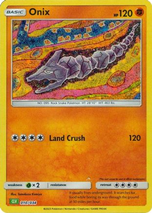 Onix - 010/034 - Trading Card Game Classic Holofoil